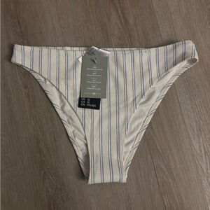 H&M White Bikini Bottom with Blue Accents